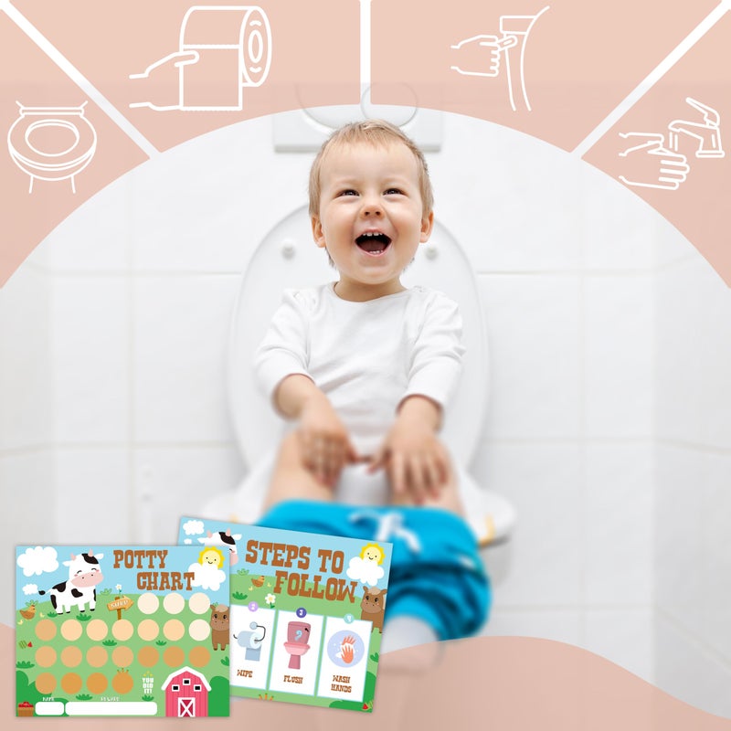 TIRYWT Farm Animals Potty Training Sticker Chart, 10 Potty Charts with 216 Round Stickers & 1 Instruction Sheet, Potty Reward Sticker Chart for Toddlers Boys Girls - A14 - Image 5